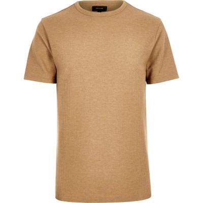 Camel waffle slim fit T-shirt